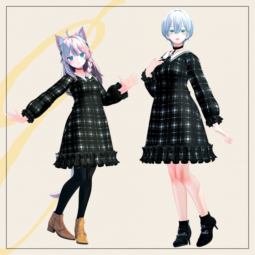 【セミ対応衣装】セーラーカラーAラインワンピース【3D衣装】