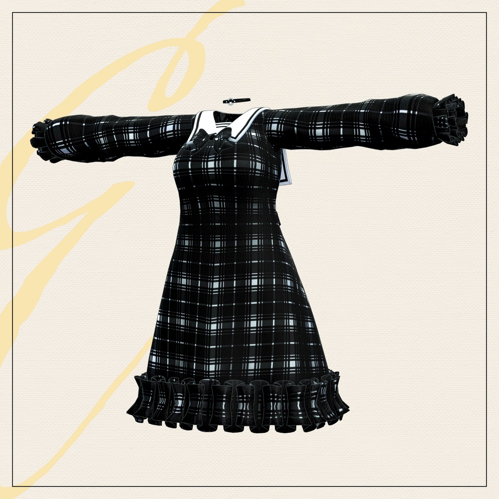 【セミ対応衣装】セーラーカラーAラインワンピース【3D衣装】