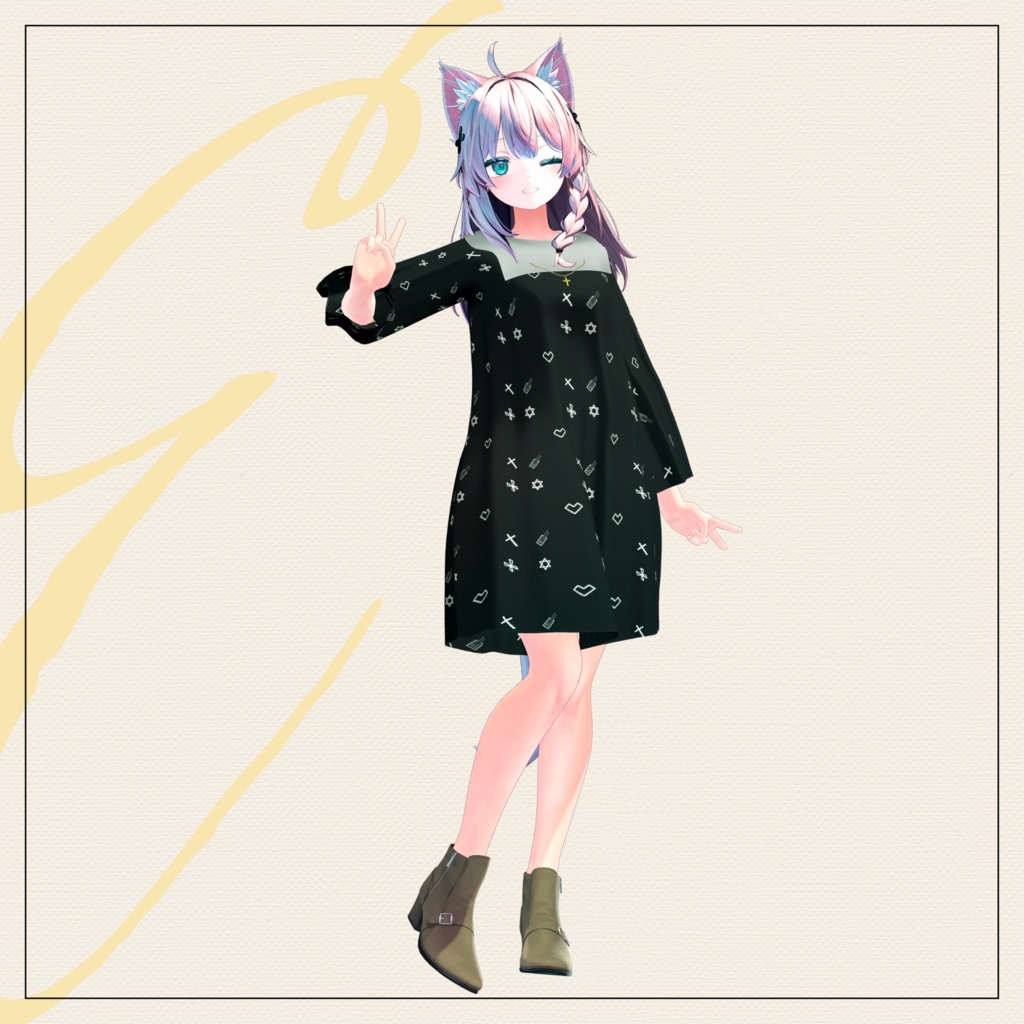 【セミ対応衣装】セーラーカラー総柄ビッグTシャツ(アウター)【3D衣装】