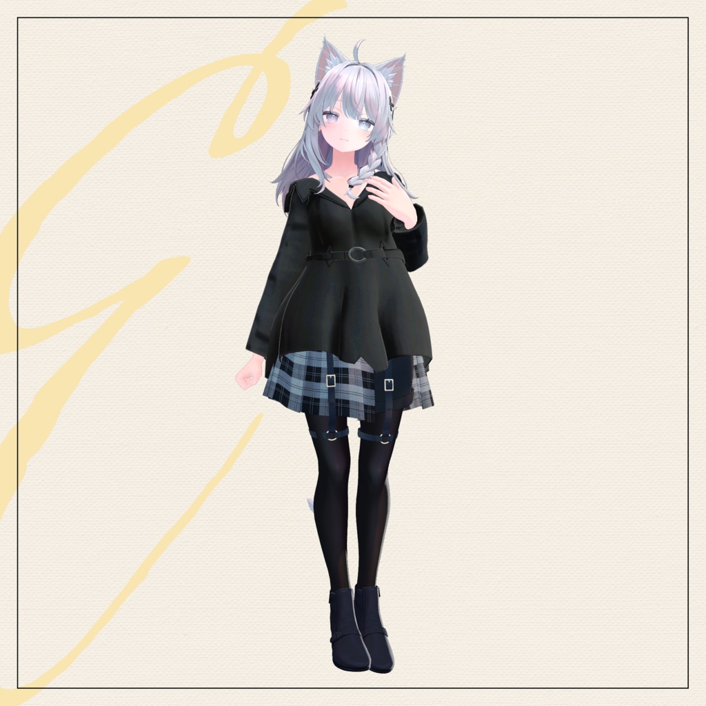 【セミ対応衣装】ハーネス付きチェック柄スカパン(ボトムス)【3D衣装】