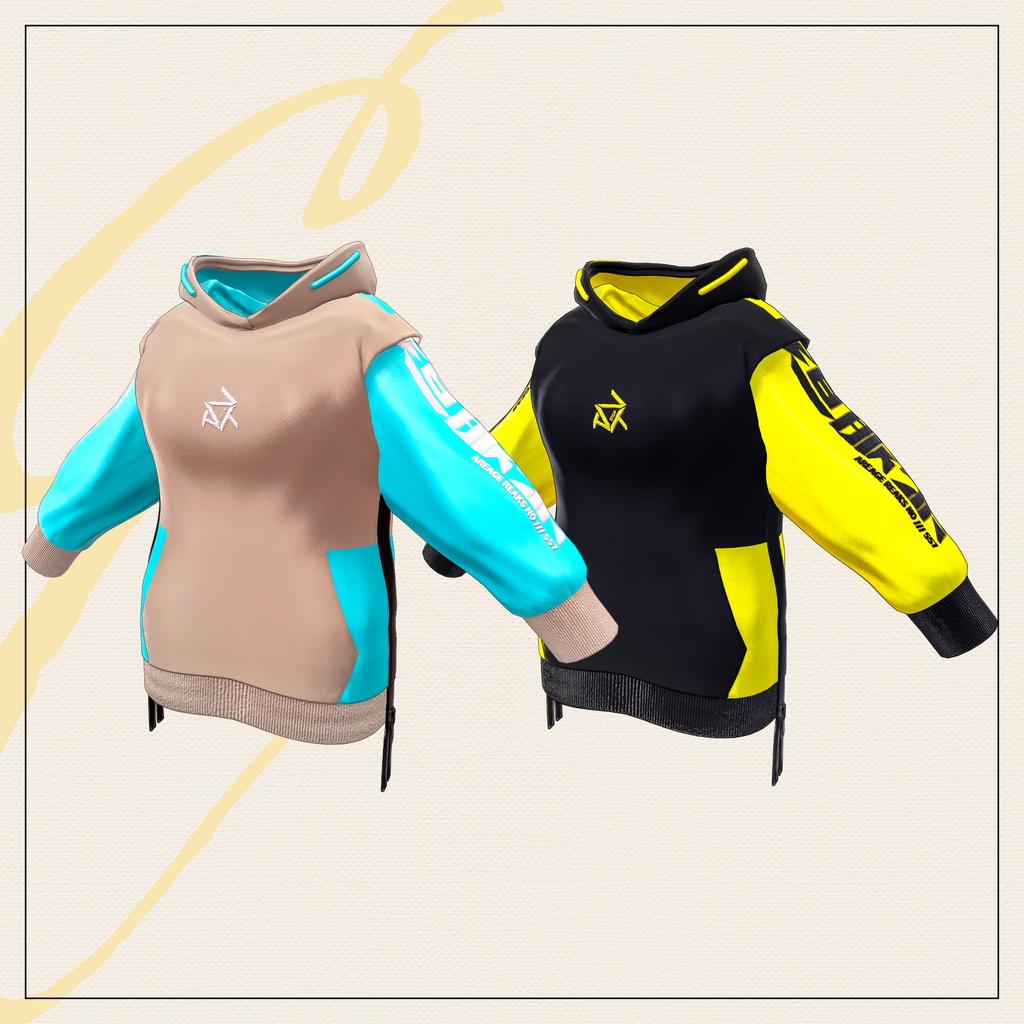 【セミ対応衣装】スリーブロゴパーカー(アウター)【3D衣装】