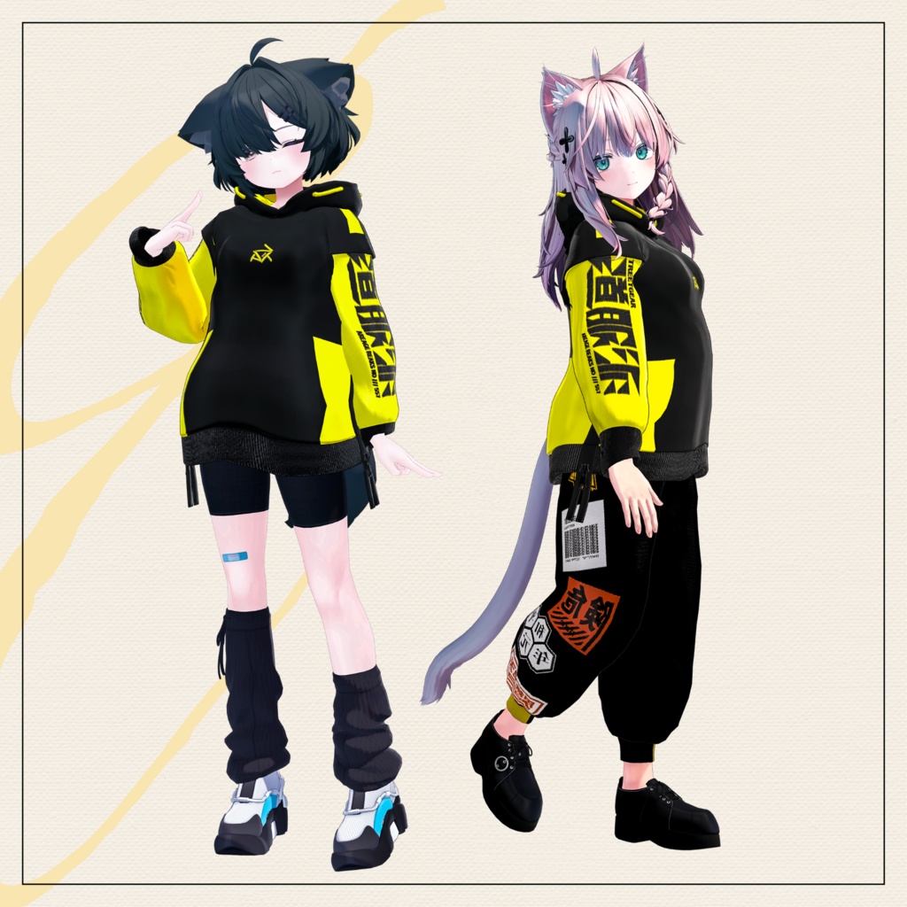 【セミ対応衣装】スリーブロゴパーカー(アウター)【3D衣装】