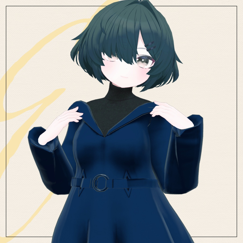 【セミ対応衣装】エボニータートルニット(インナー)【3D衣装】