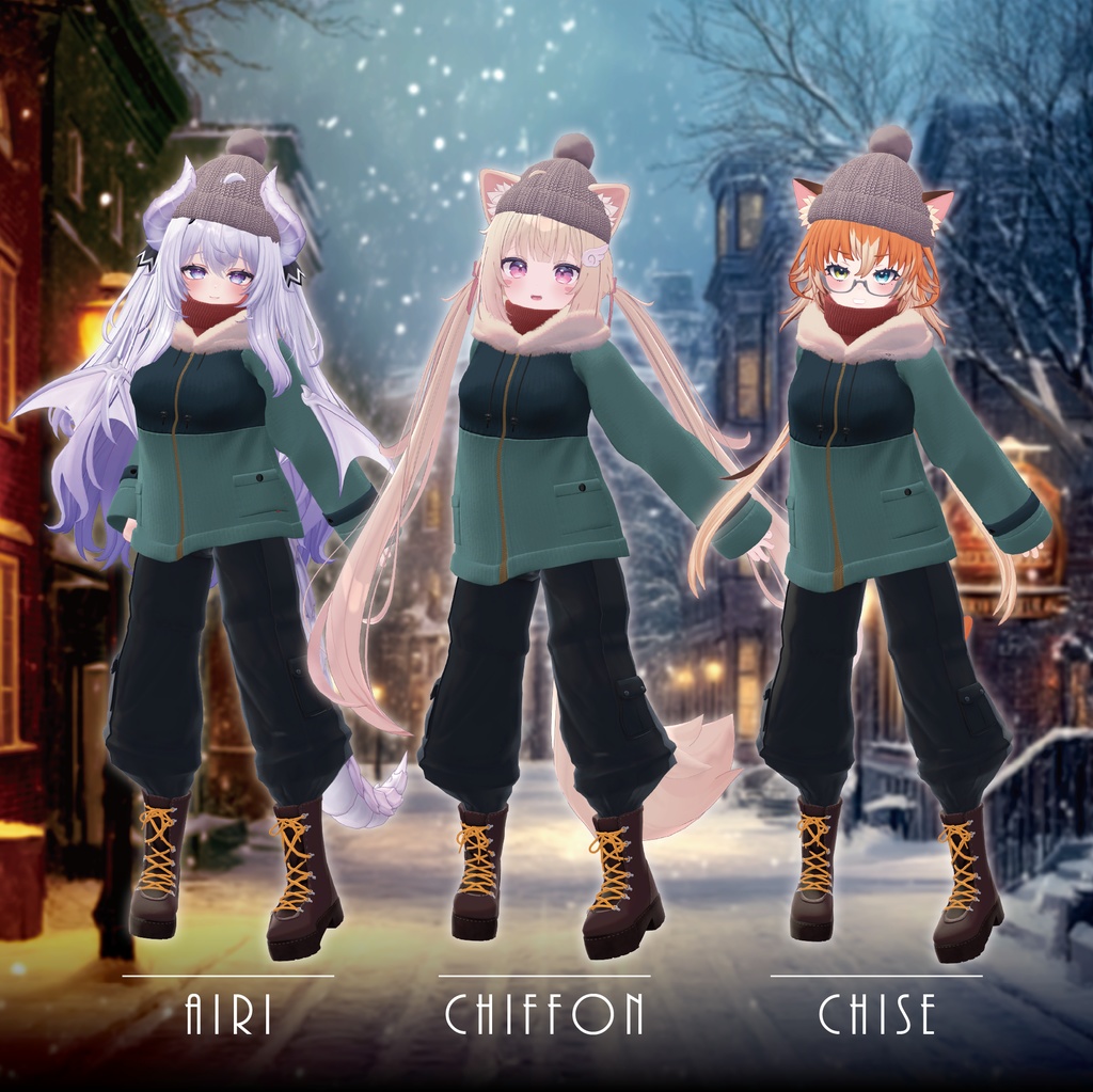 【セミ対応衣装】Winter_Snow_Down (セットアップ)【3D衣装】