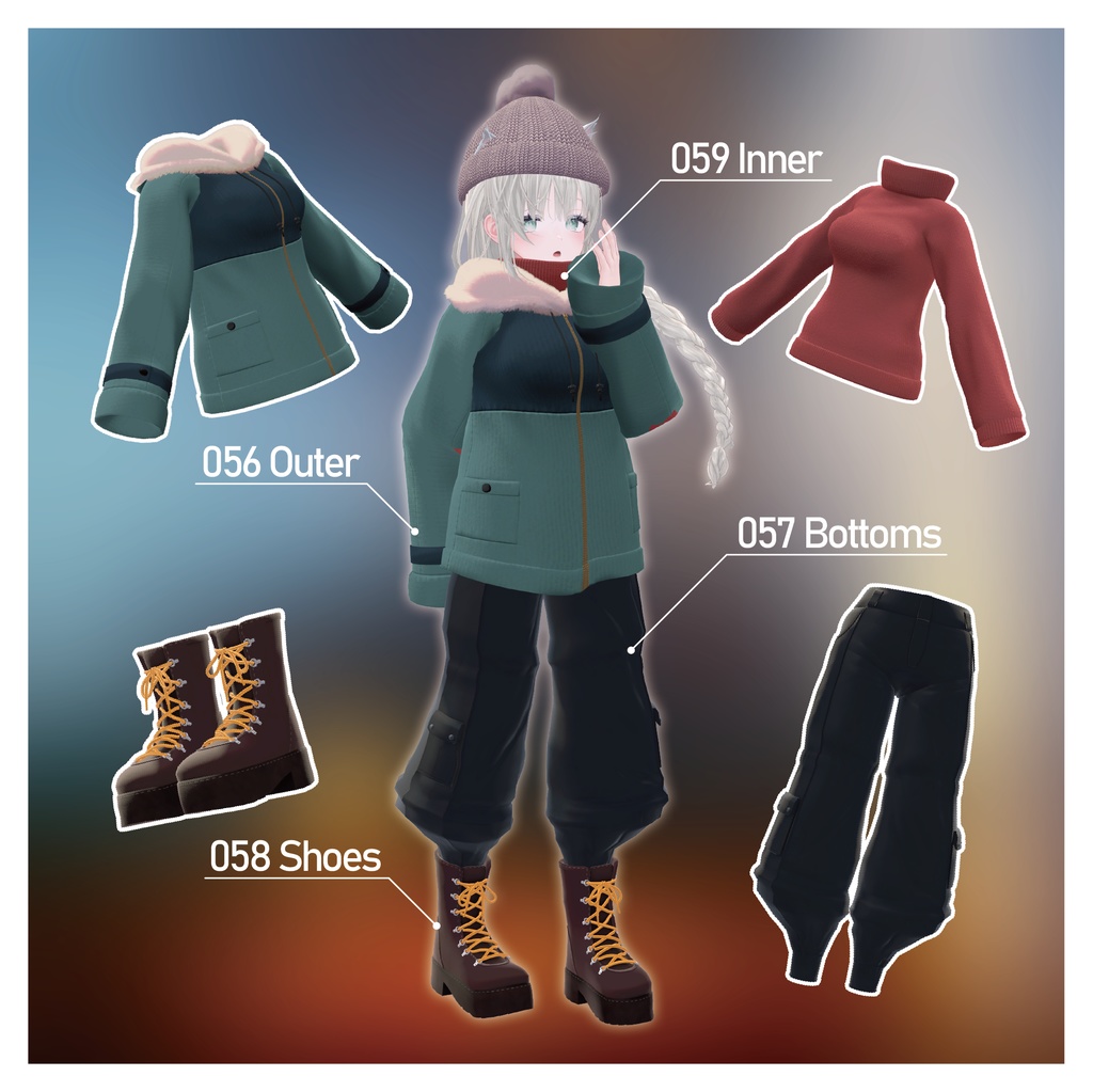 【セミ対応衣装】Winter_Snow_Down (セットアップ)【3D衣装】