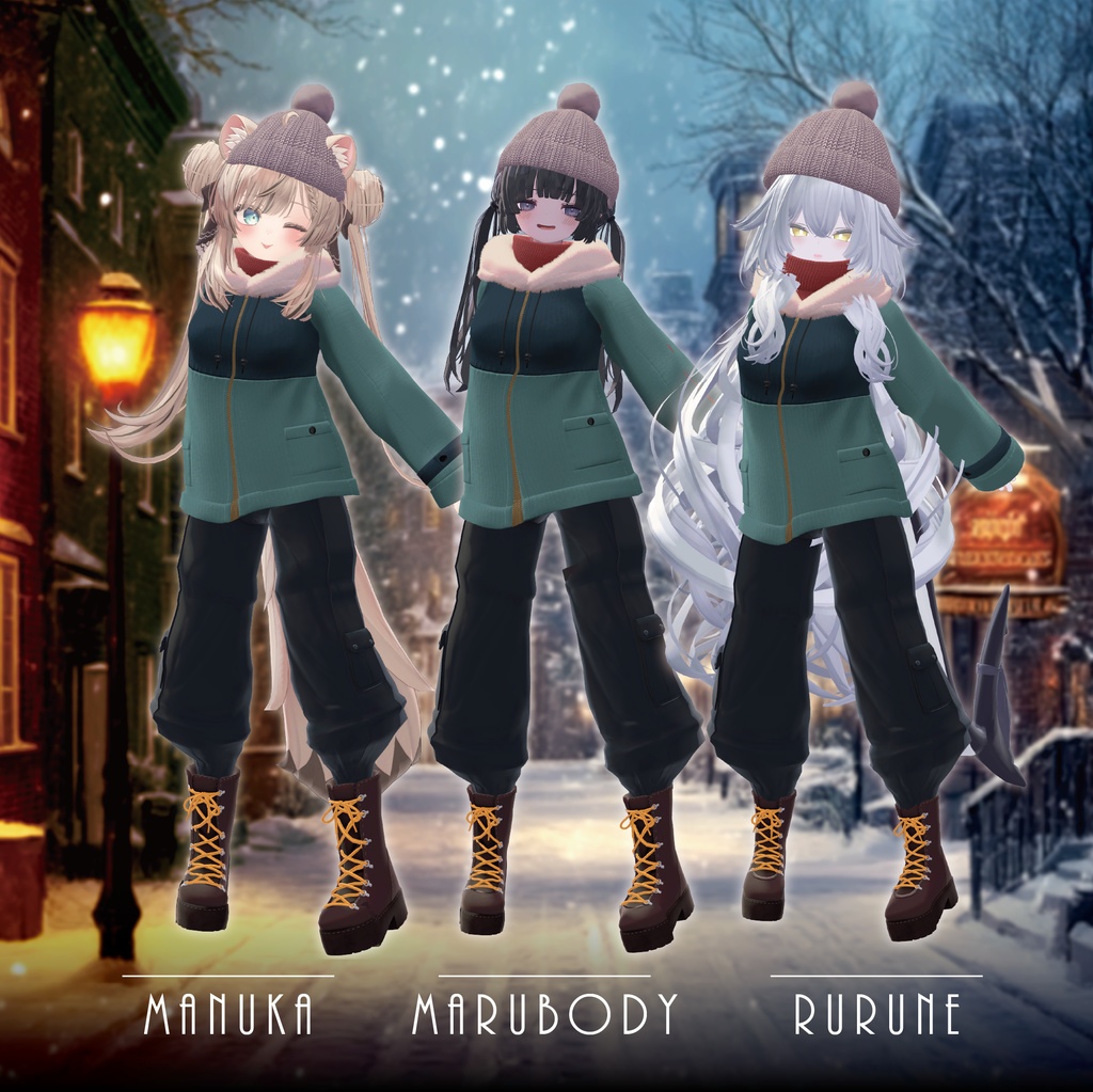 【セミ対応衣装】Winter_Snow_Down (セットアップ)【3D衣装】