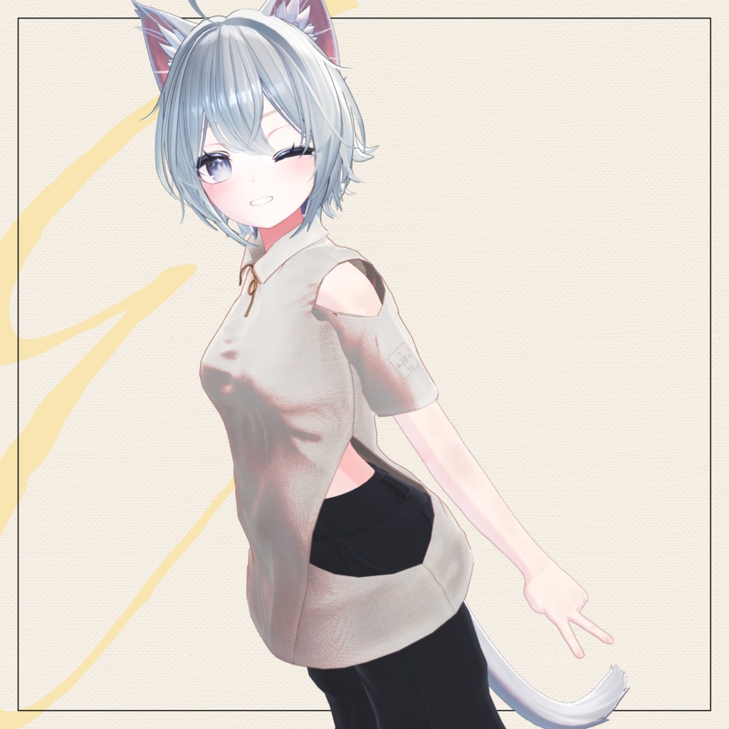 【セミ対応衣装】モダンカットアウトドレス(アウター)【3D衣装】