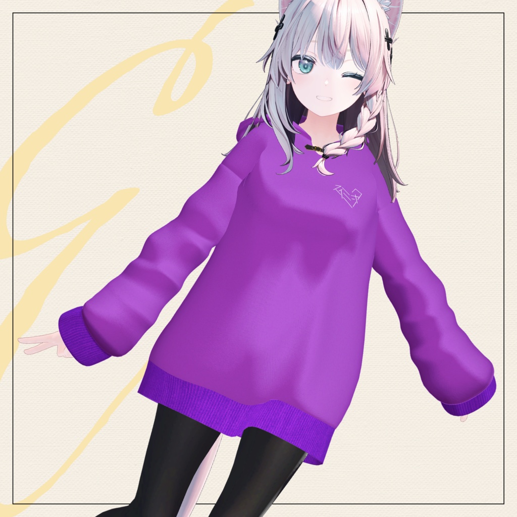 【セミ対応衣装】ツインテ専用フードパーカー【3D衣装】