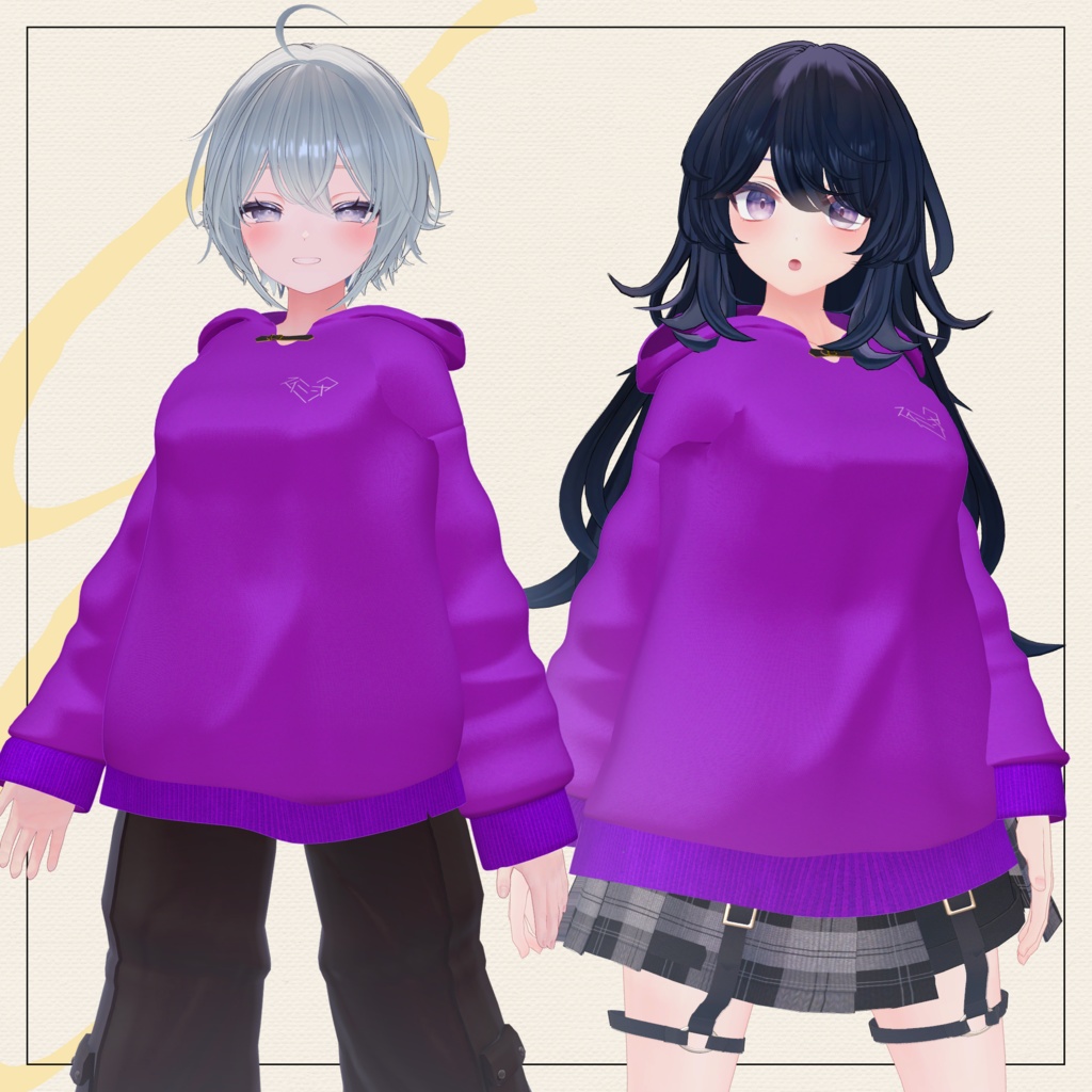 【セミ対応衣装】ツインテ専用フードパーカー【3D衣装】