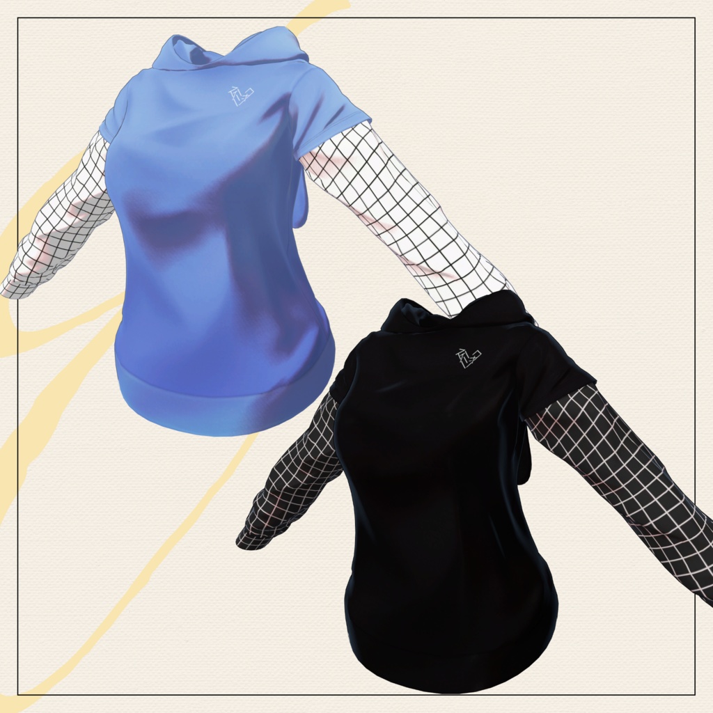 【セミ対応衣装】ウサミミパーカー(アウター)【3D衣装】