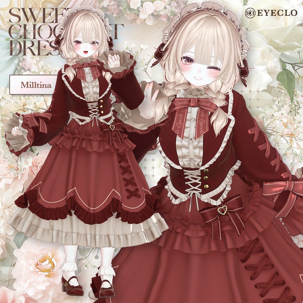 【12アバター対応】 SweetChocolatDress 【VRChat向け衣装モデル】