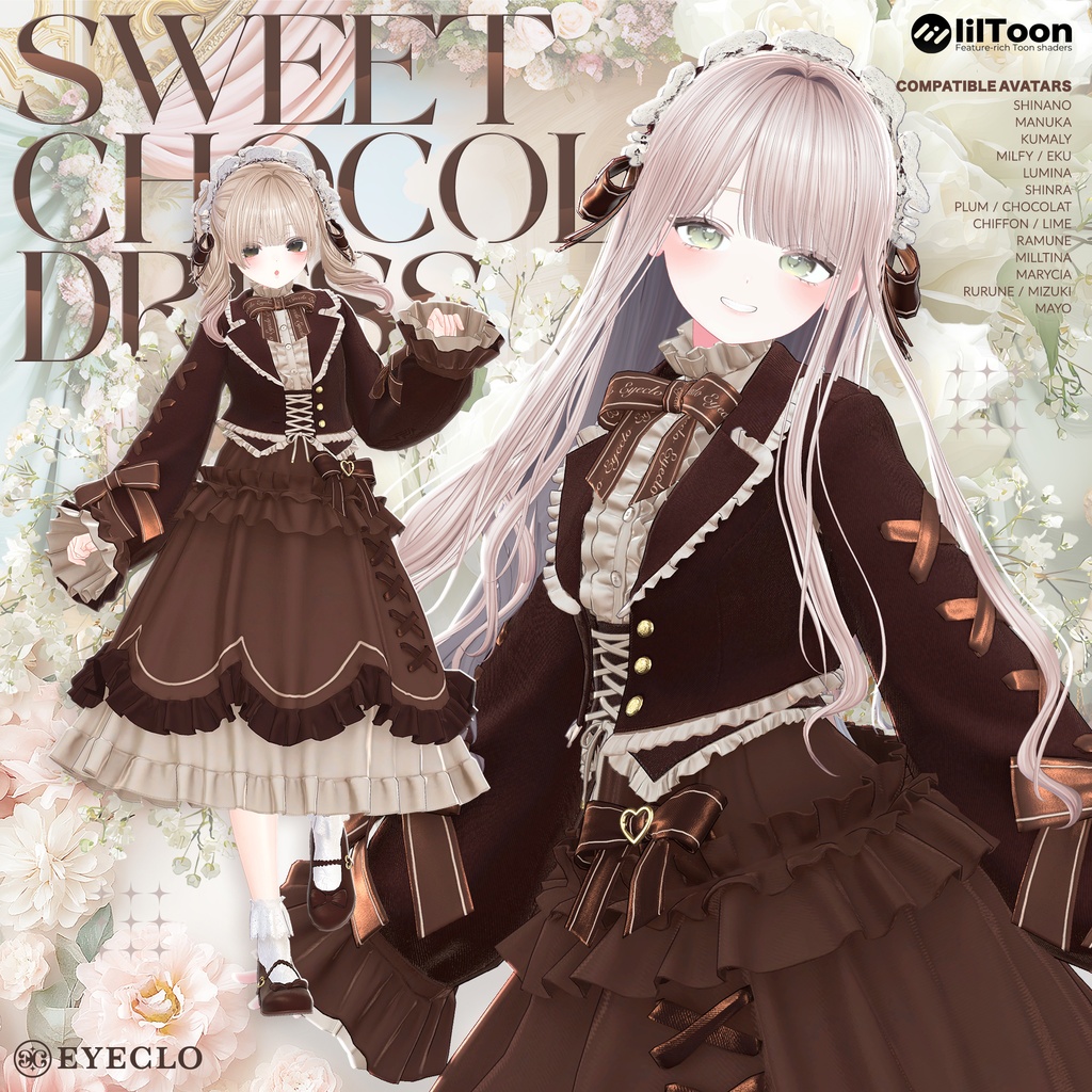 【13アバター対応】 SweetChocolatDress 【VRChat向け衣装モデル】
