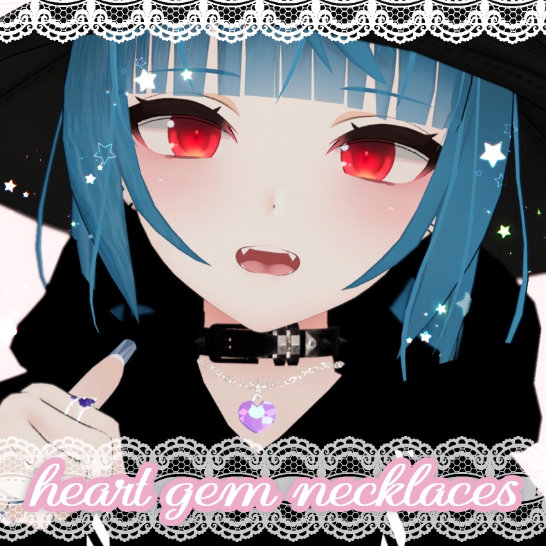 【無料 free】 VRChat向けアクセサリー　heart gem necklaces