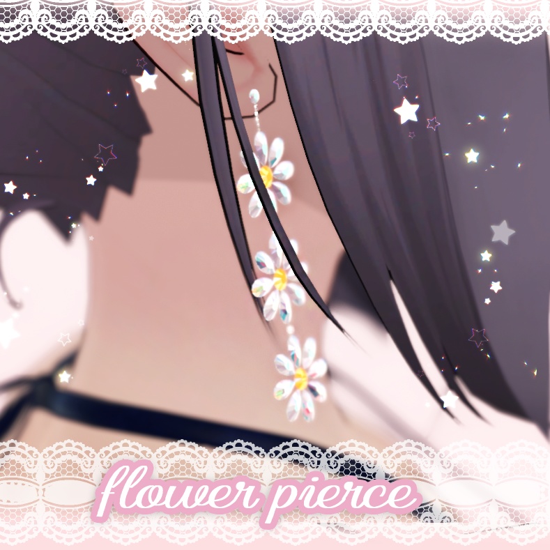 【無料 free】 VRChat向け　ピアス　アクセサリー　flower pierce