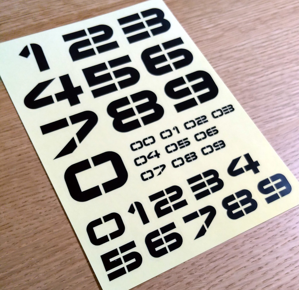 No.011 数字書体A 黒ステッカー