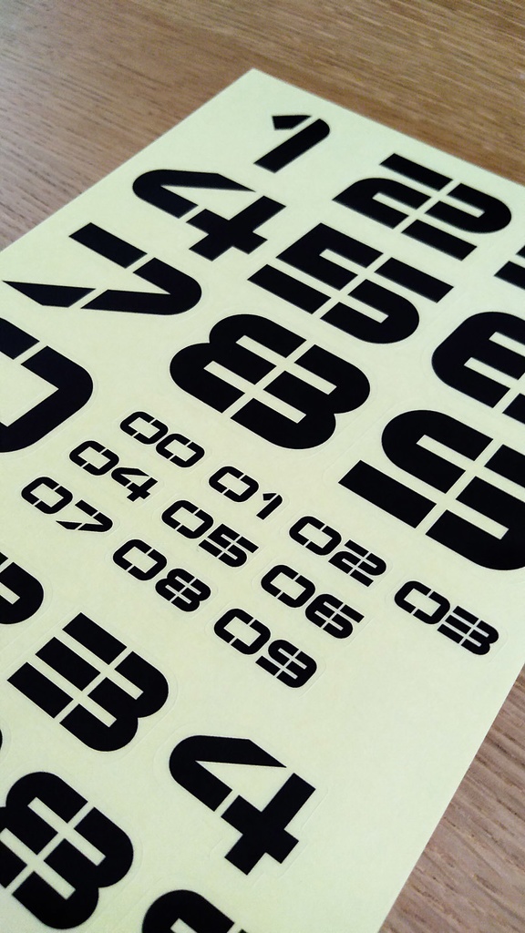 No.011 数字書体A 黒ステッカー