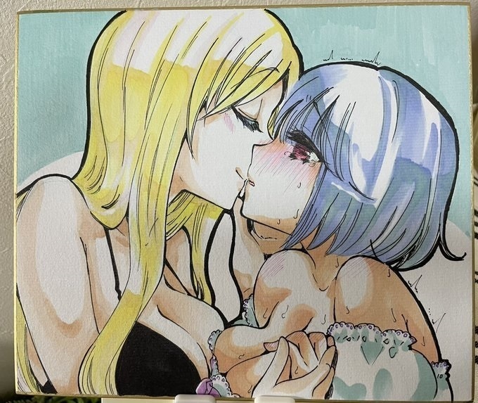 色紙中女の子同士のキス（台詞・効果音トレペ付き