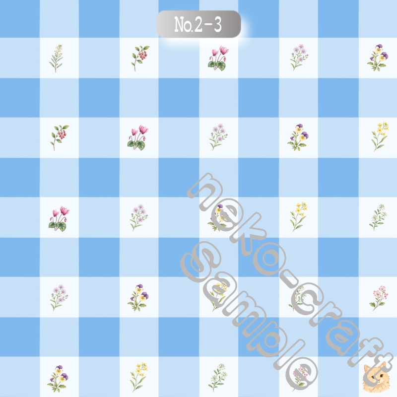 小花柄(猫①) | デジタルペーパー(シームレスパターン) 6枚セット | PNG DL素材