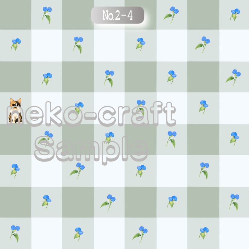 小花柄(猫①) | デジタルペーパー(シームレスパターン) 6枚セット | PNG DL素材