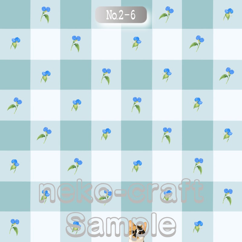 小花柄(猫①) | デジタルペーパー(シームレスパターン) 6枚セット | PNG DL素材