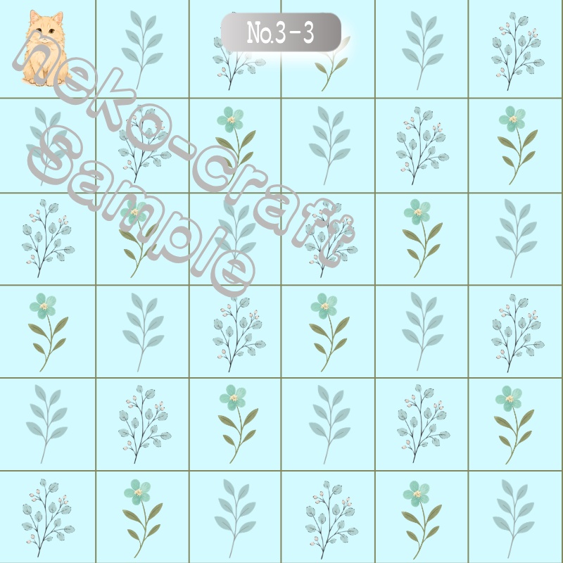 小花柄(猫②) | デジタルペーパー(シームレスパターン) 6枚セット | PNG DL素材