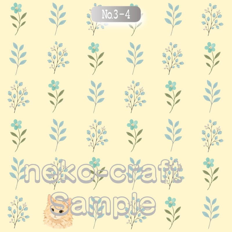 小花柄(猫②) | デジタルペーパー(シームレスパターン) 6枚セット | PNG DL素材