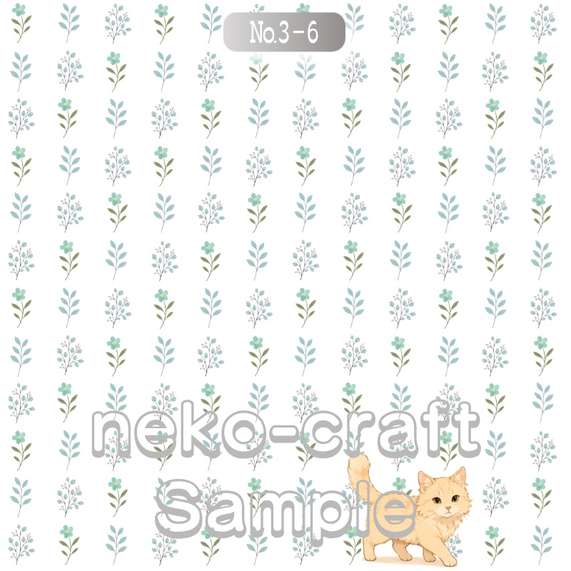小花柄(猫②) | デジタルペーパー(シームレスパターン) 6枚セット | PNG DL素材