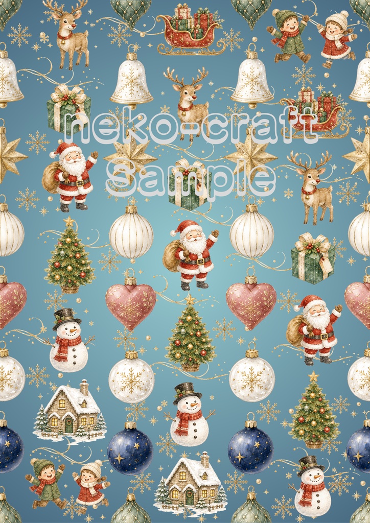 クリスマス柄 | デジタルペーパー(シームレスパターン) 6枚セット | PNG DL素材