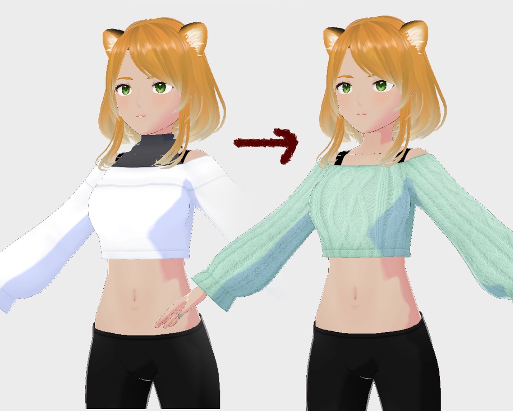 Vroid Knit Off-Shoulder Sweater PNG