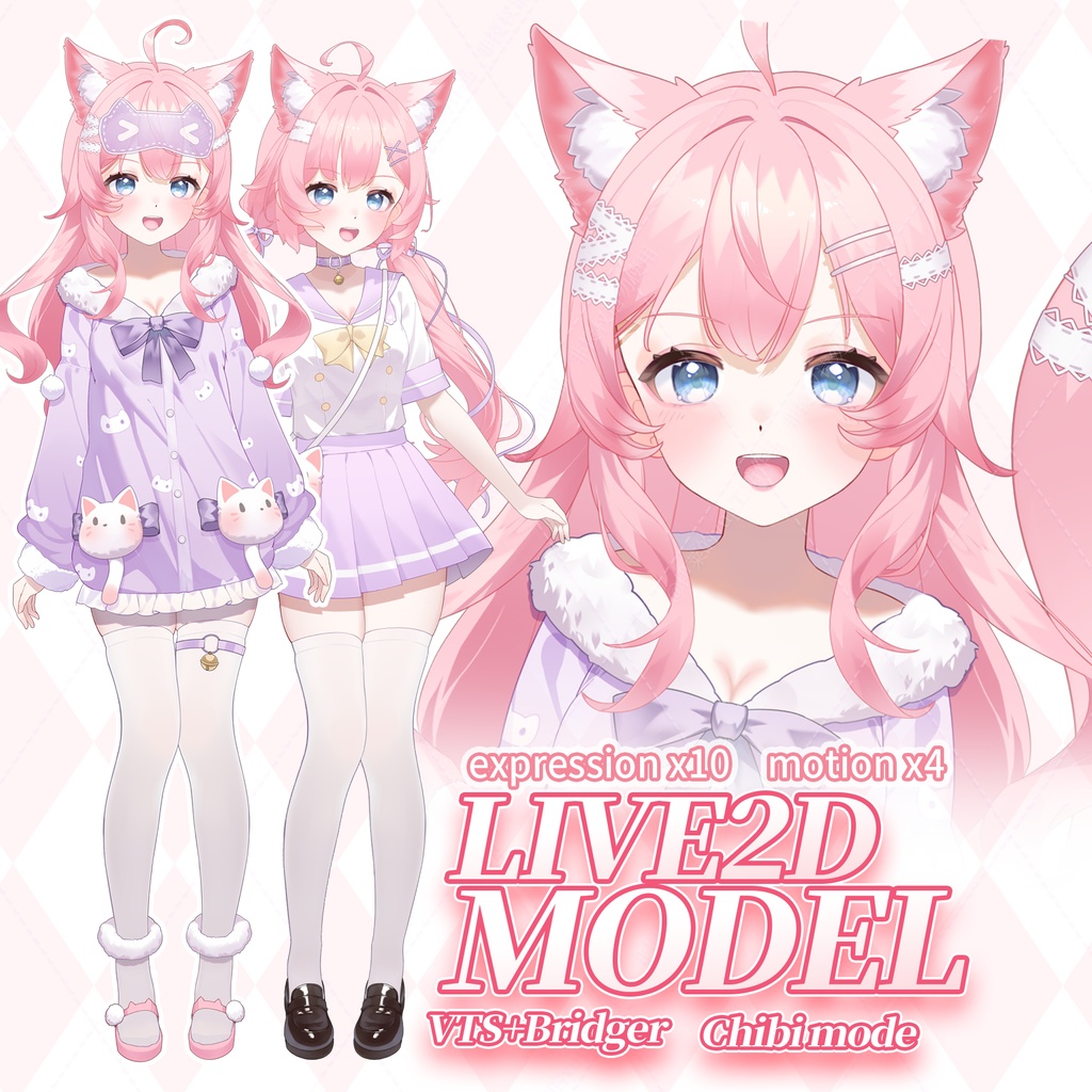 【live2dモデル/live2d model】Pajama&jk cat girl