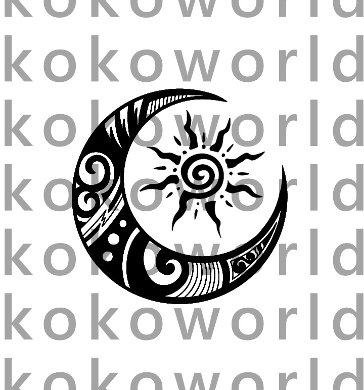 【Free】tattoo ポリネシア風タトゥー　月と太陽