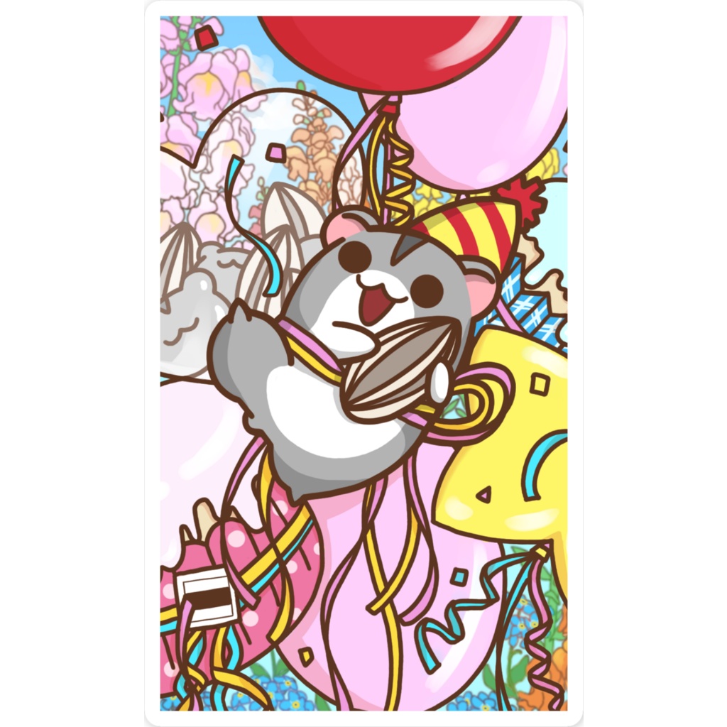 【期間限定】春伶生誕祭 2026 進化前ハムスター 長方形(アップ) スマホステッカー(通常)