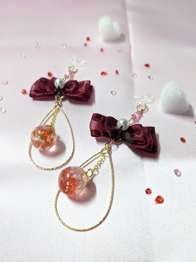 ribbonゆらゆら樹脂ノンホールピアス