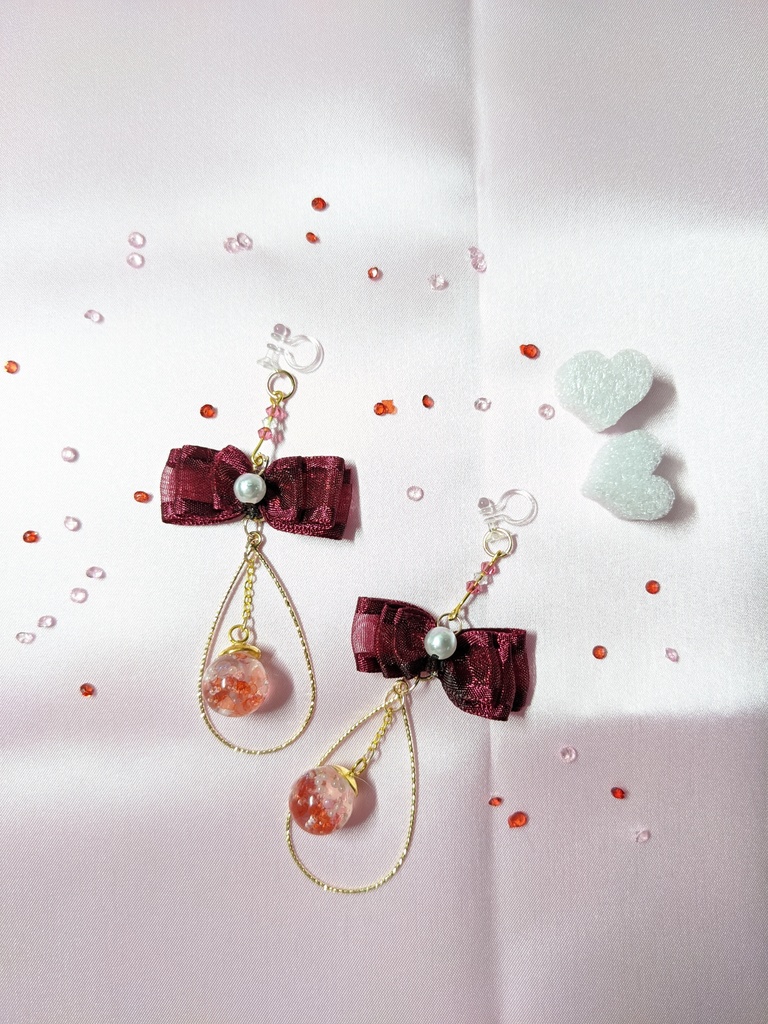 ribbonゆらゆら樹脂ノンホールピアス