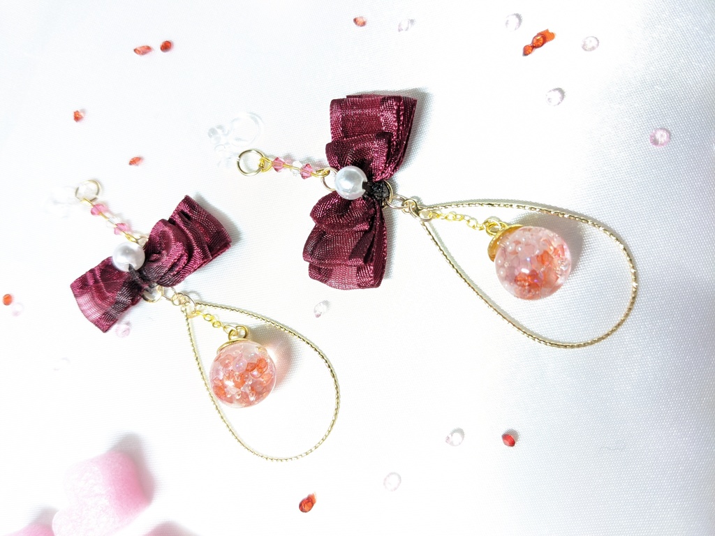 ribbonゆらゆら樹脂ノンホールピアス