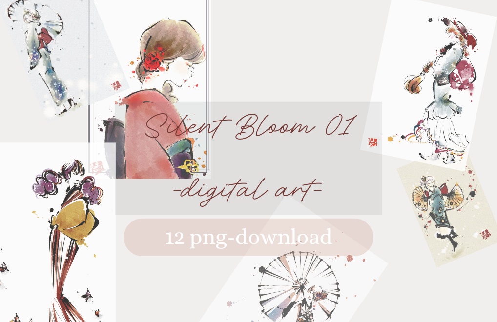 Silent Bloom 01 ー静かに咲くー デジタルアート12点セット　ポストカード