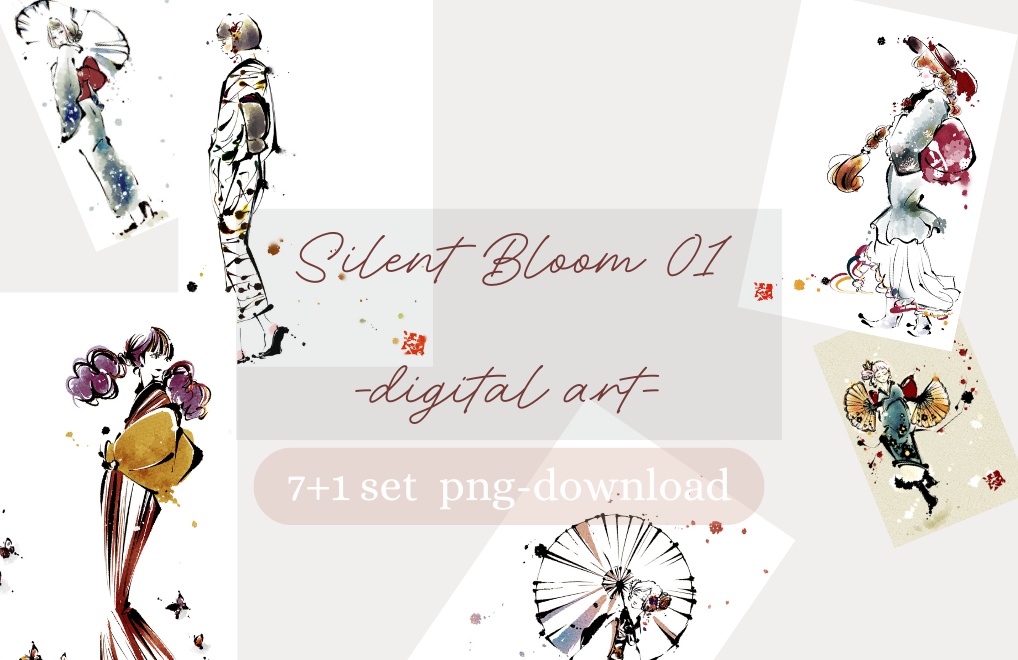 Silent Bloom 01 ー静かに咲くー デジタルアート12点セット　ポストカード