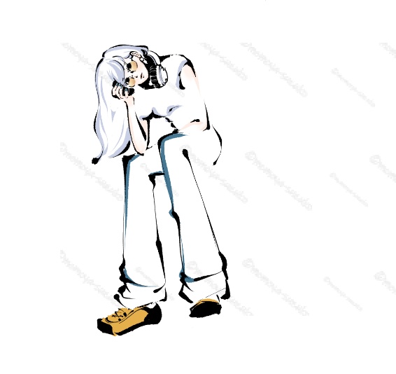 街角のあの子|水彩風ガールズイラストセット(12点)|透過PNG