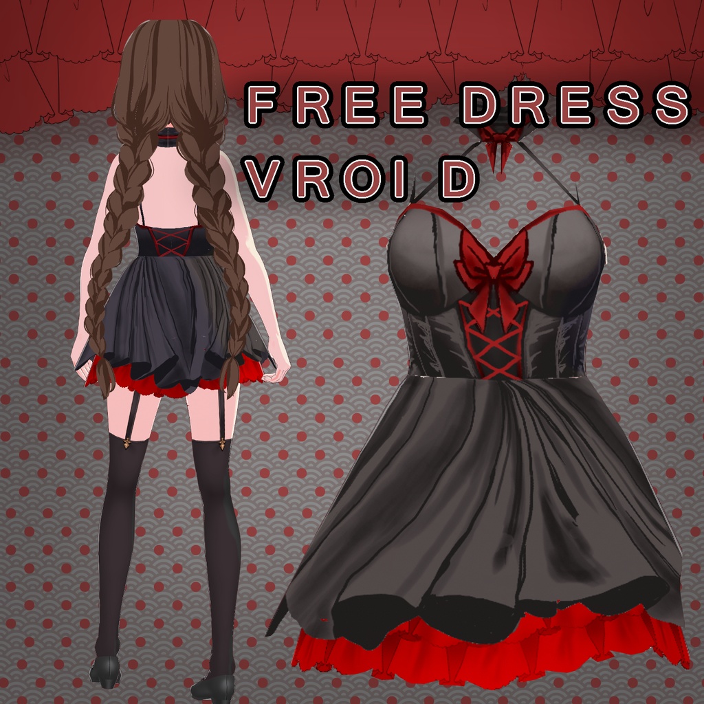 【Vroid】Black RED Dress