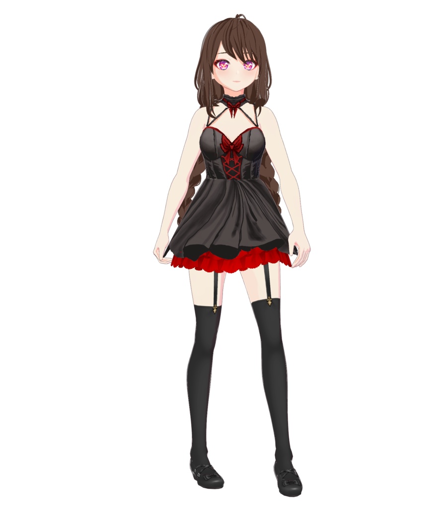【Vroid】Black RED Dress