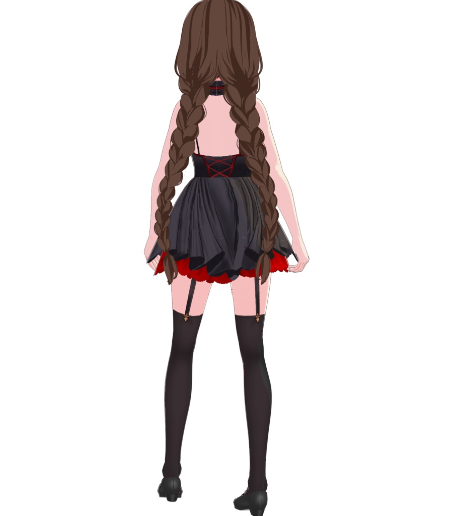 【Vroid】Black RED Dress