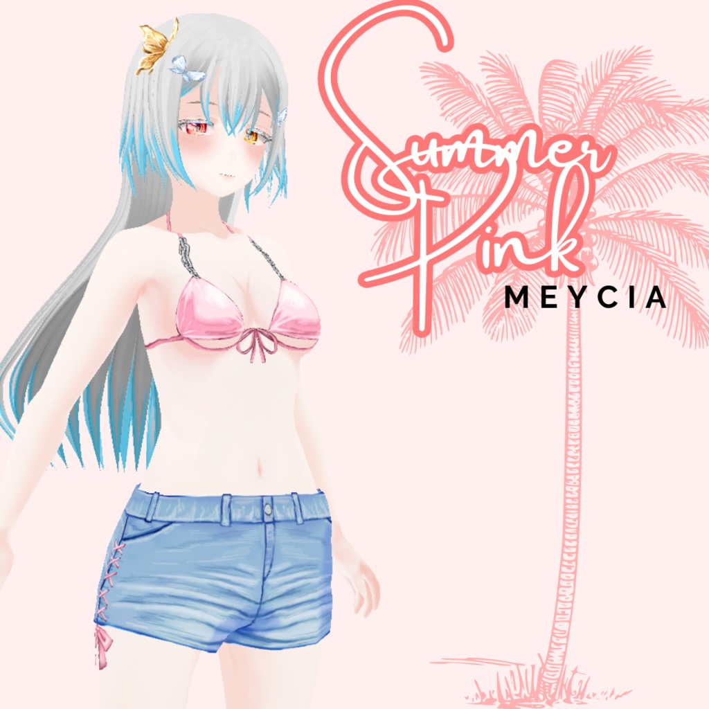 【Vroid】Summer pink outfit