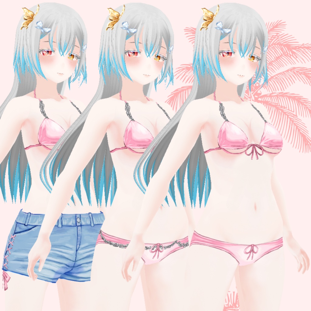 【Vroid】Summer pink outfit