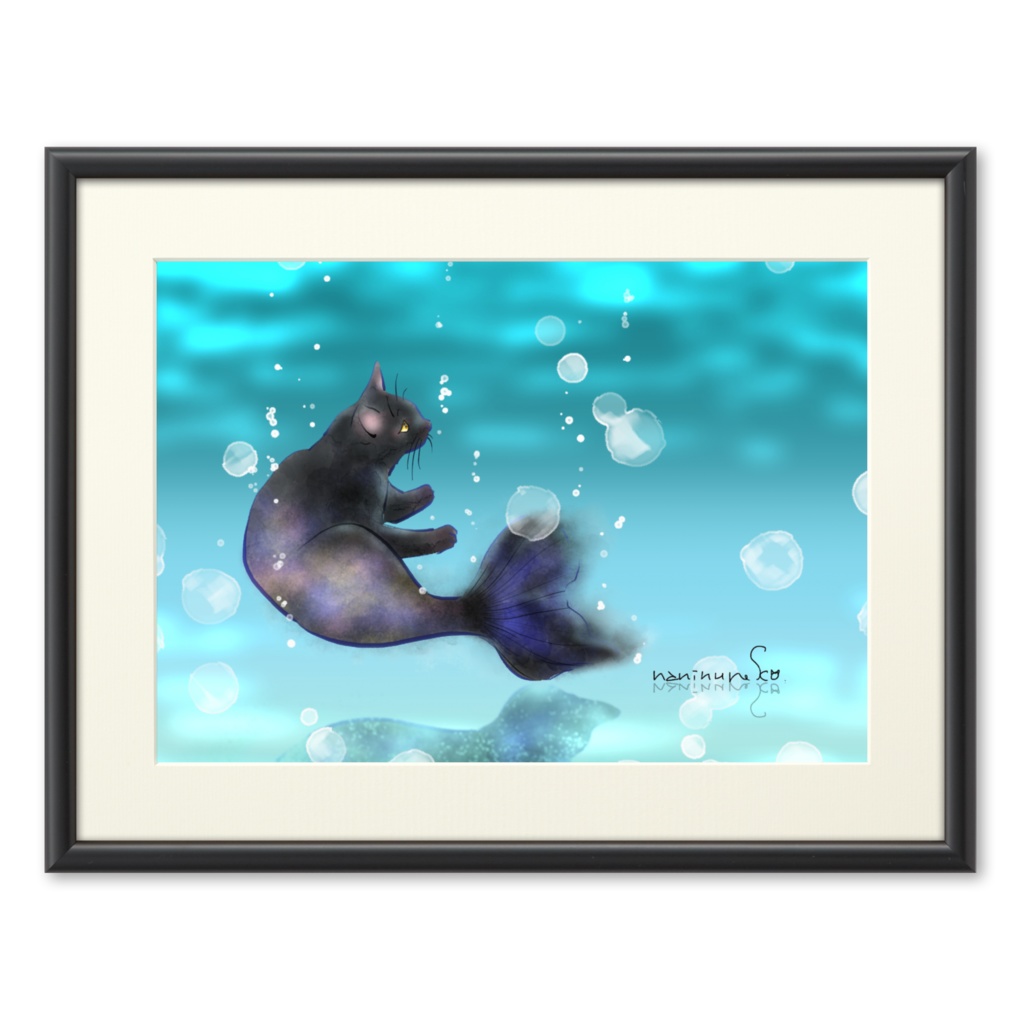 【複製画】人魚猫　mermaid