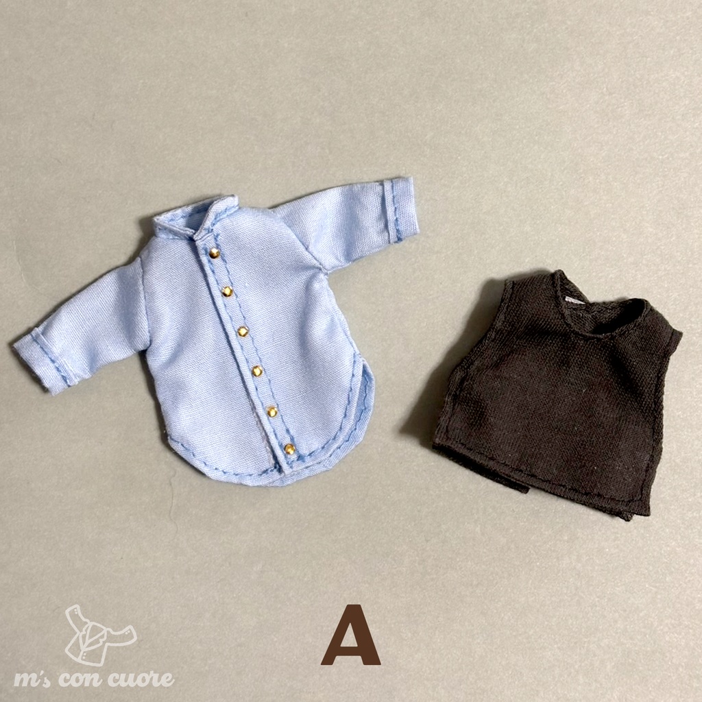 オビツ11 服 ハンドメイド 詰襟風シャツとベスト