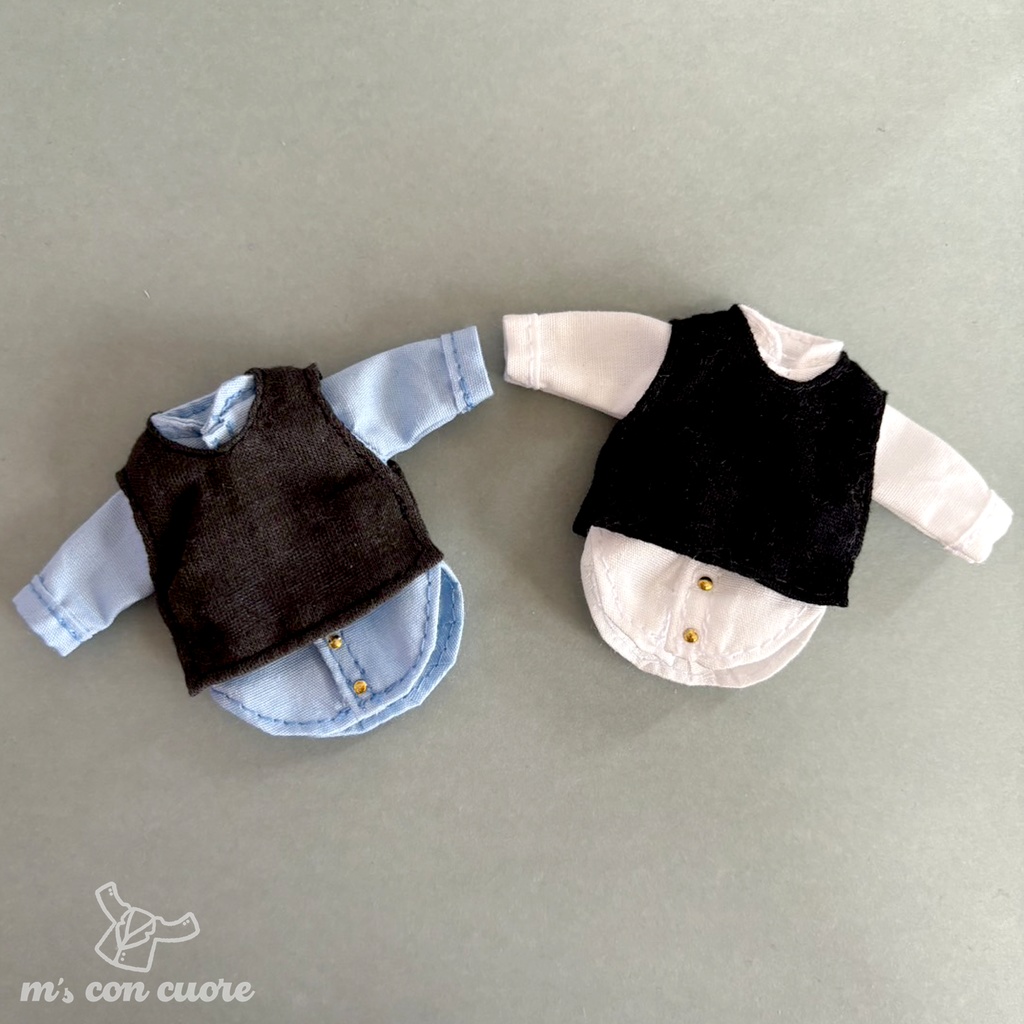 オビツ11 服 ハンドメイド 詰襟風シャツとベスト
