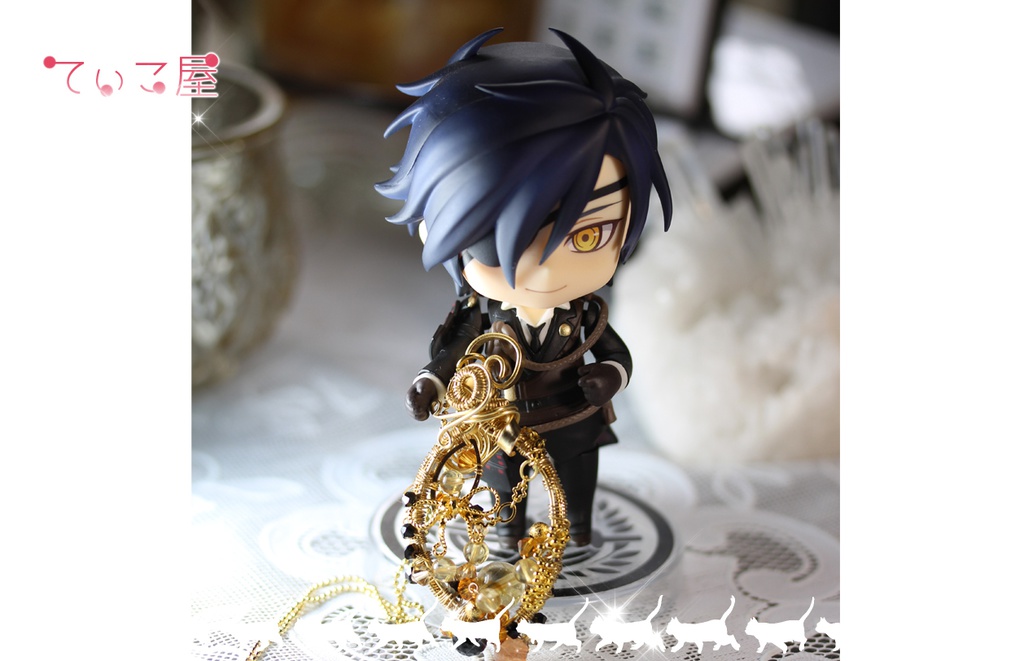 燭台切光忠イメージ ワイヤーデザイン天然石ペンダント2・ピアス