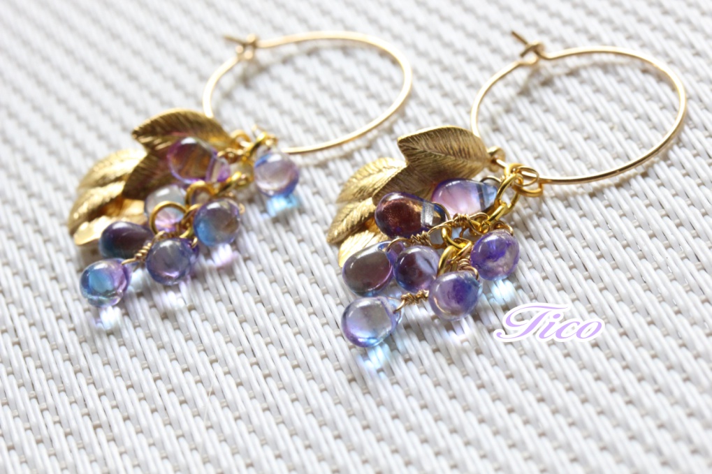 へし切長谷部イメージアクセサリー*蒼藤色のピアス