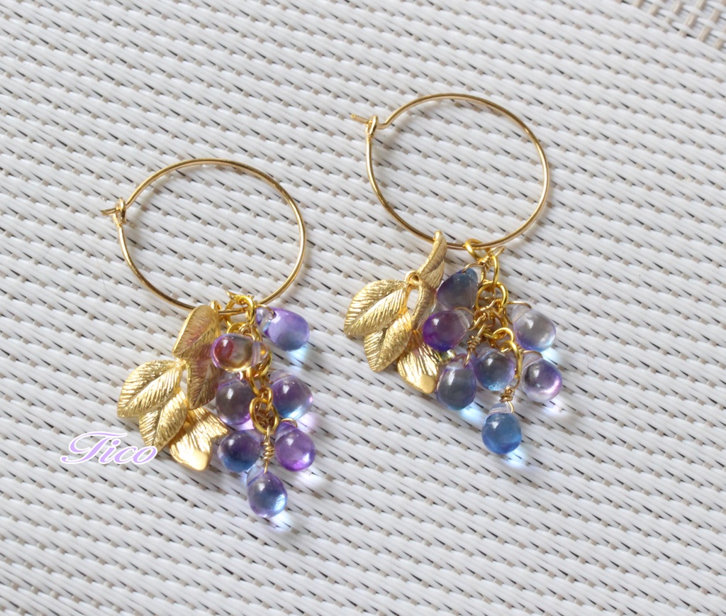 へし切長谷部イメージアクセサリー*蒼藤色のピアス
