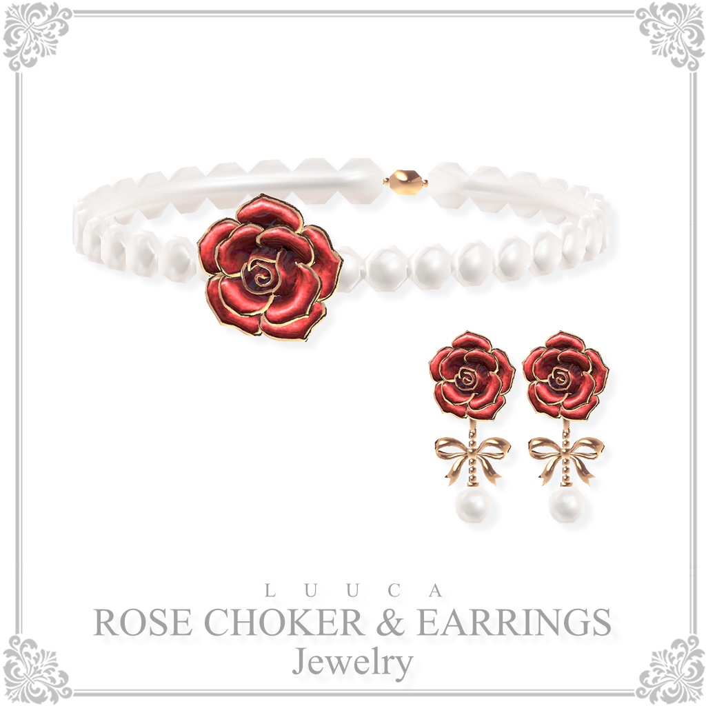 ROSE CHOKER & EARRING